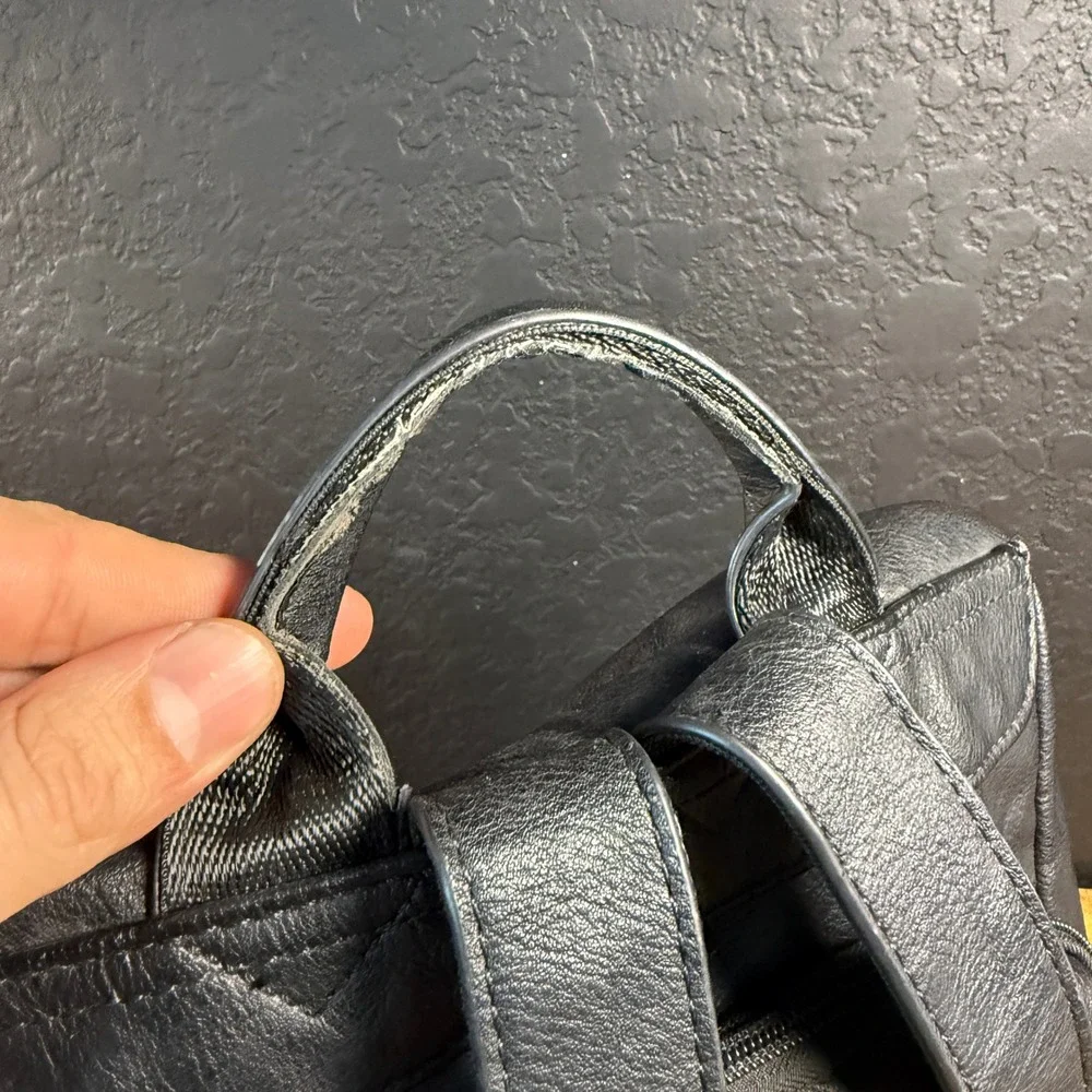 Bromen‎ Anti-Theft Black Vegan Leather Backpack Purse Large Women OS
